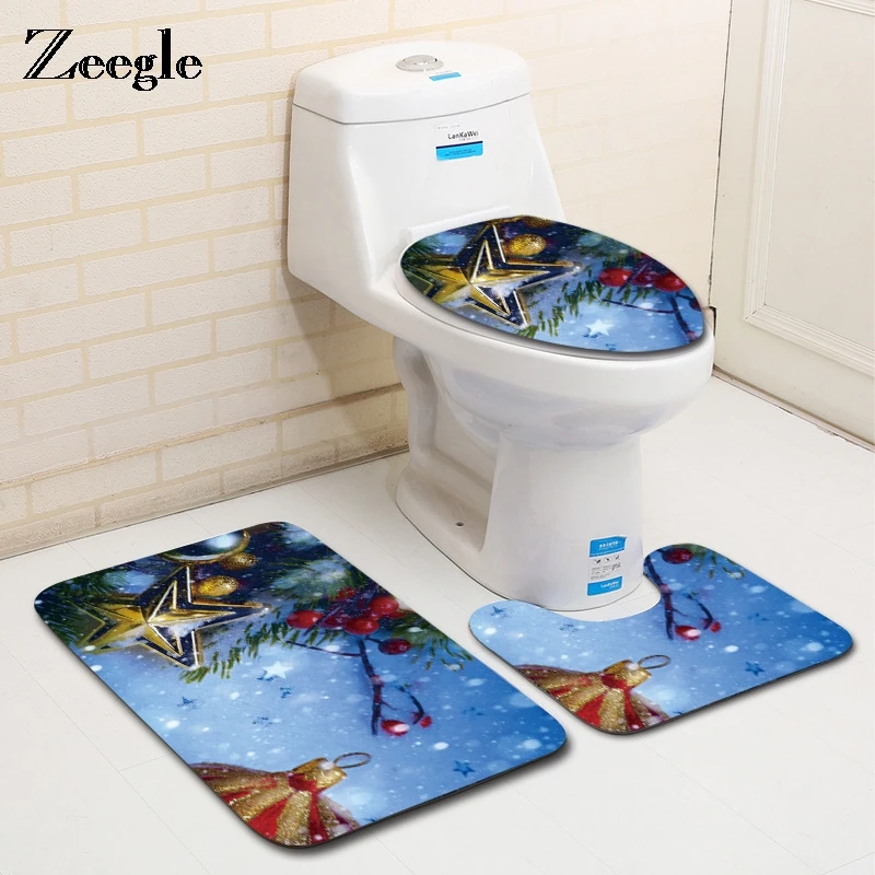 

Zeegle 3Pcs Mats For Bathroom And Toilet Absorbent Bath Mat Toilet Rug Toilet Seat Cover Non-slip Bathroom Floor Mats And Carpet