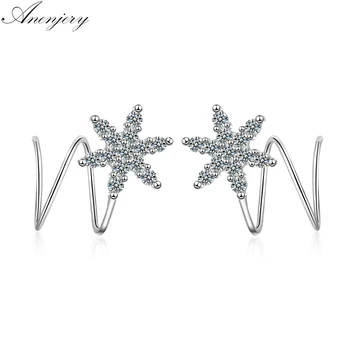 

Anenjery 925 Sterling Silver Micro Zircon Star Wave Spring Earrings For Women Gift S-E677
