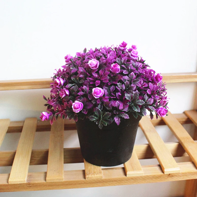 UK Artificial Flower Plant Home Decoration Lovely Potted Bonsai Flowers Decor Y1