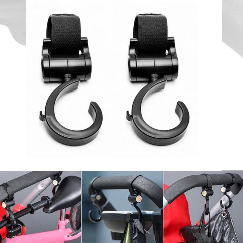 

2pcs Multi Purpose Baby Pram Stroller Wheelchair Swivel Hanger Hooks Holders Clips