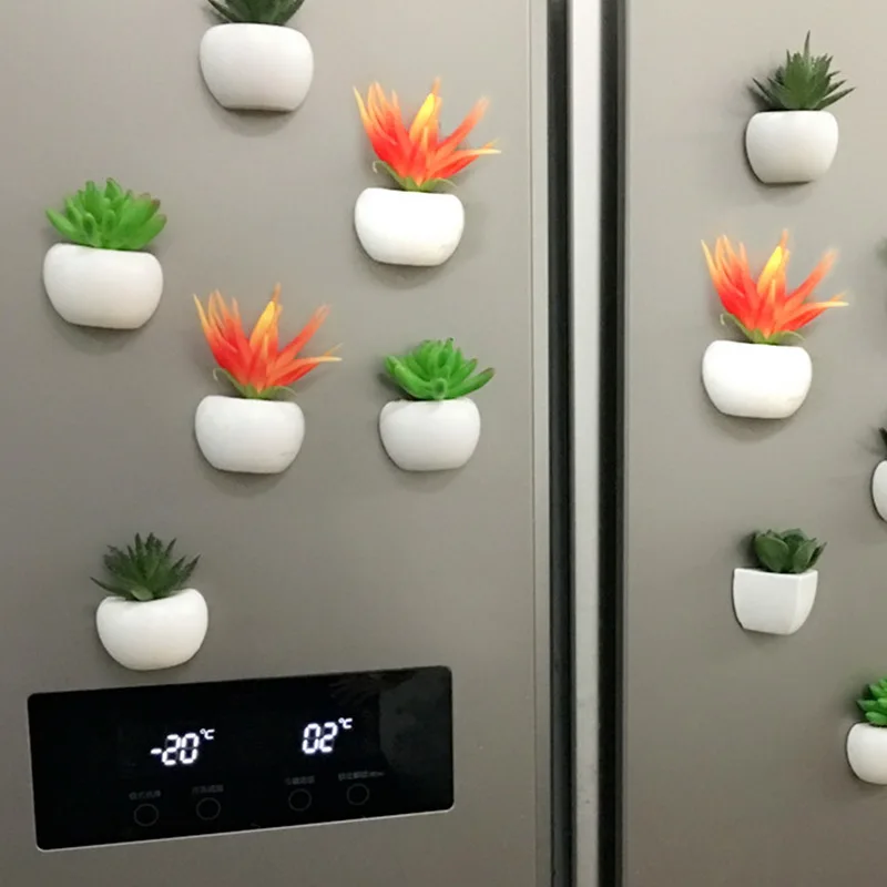 Hoomall 1 шт. искусственный букет цветок суккулент на растения или холодильник магнит магнитное растение в горшках для украшения стен дома наклейки на холодильник