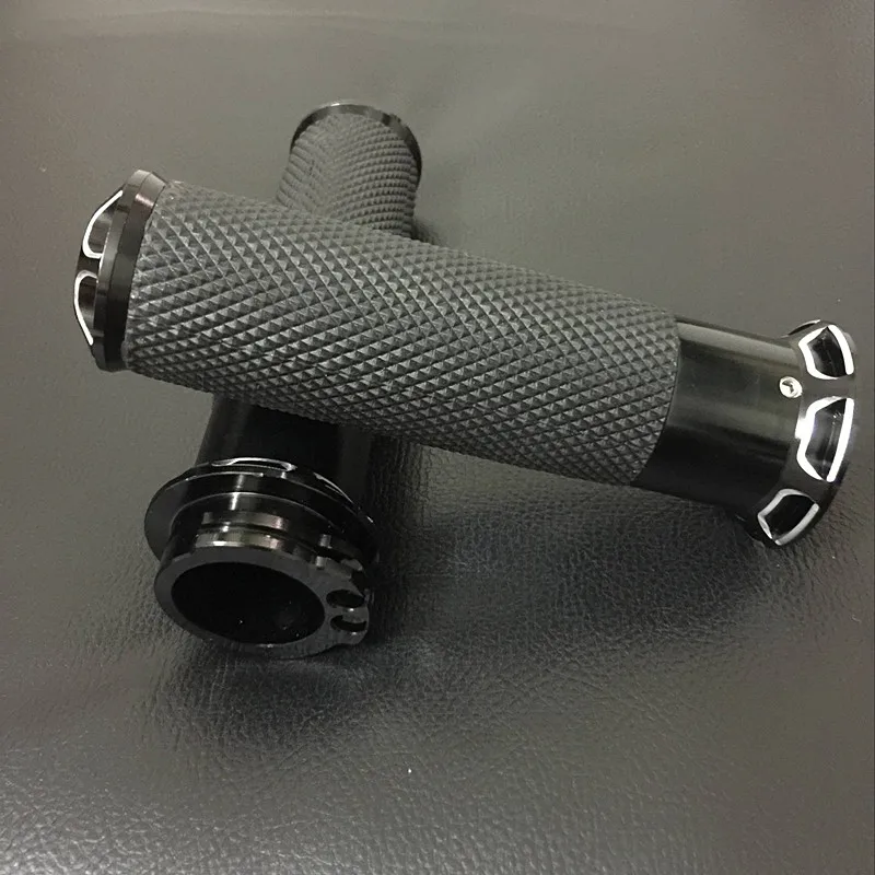 1" Handlebar Motorcycle CNC Aluminum Rubber Gel Hand Handle Grips Bars