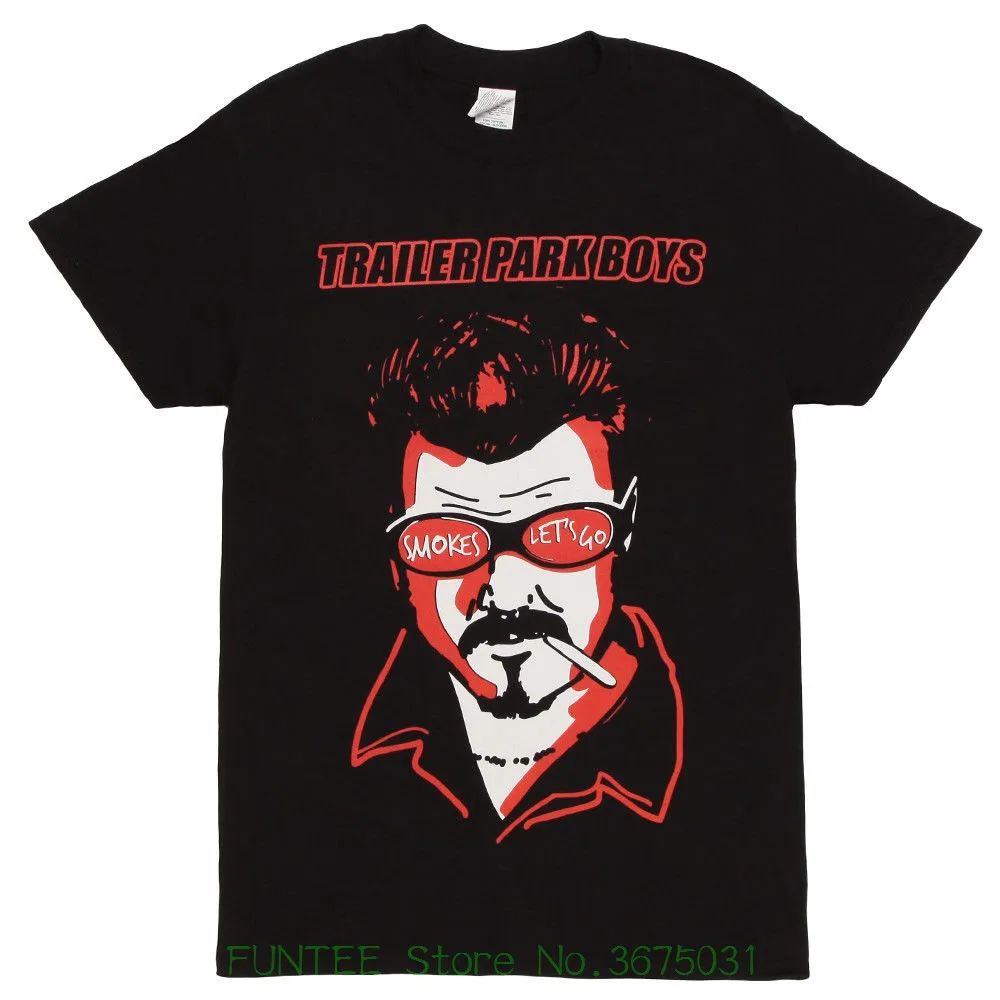

Mens Print T-shirt 100% Cotton Trailer Park Boys Ricky Smokes Let's Go Sunglasses Men's T-shirt - Black