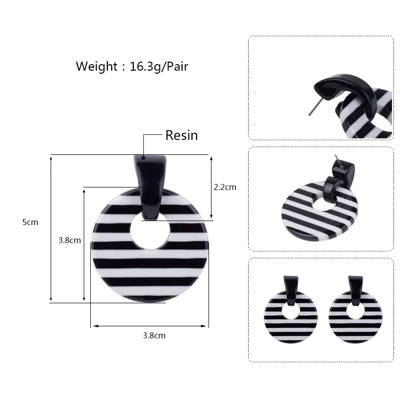 Classic Fashion Resin Earrings Bohemian for Women Big Long Round Geometric Black Acrylic Drop Earring for Girls Gifts Jewelry (5)