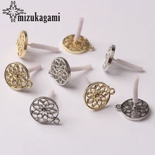 Zinc Alloy Fashion Golden  Round Flowers Base Earrings Connector Charms 6pcs/lot DIY Earrings Jewelry Making Accessories