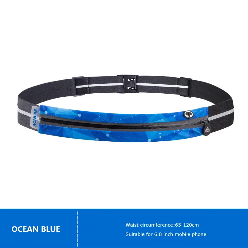 Ocean Blue AONIJIE регулируемый пояс для бега Сумка для бега PortableMarathon поясные пакеты Сверхлегкий Бег Туризм поясной ремень - Цвет: Ocean Blue