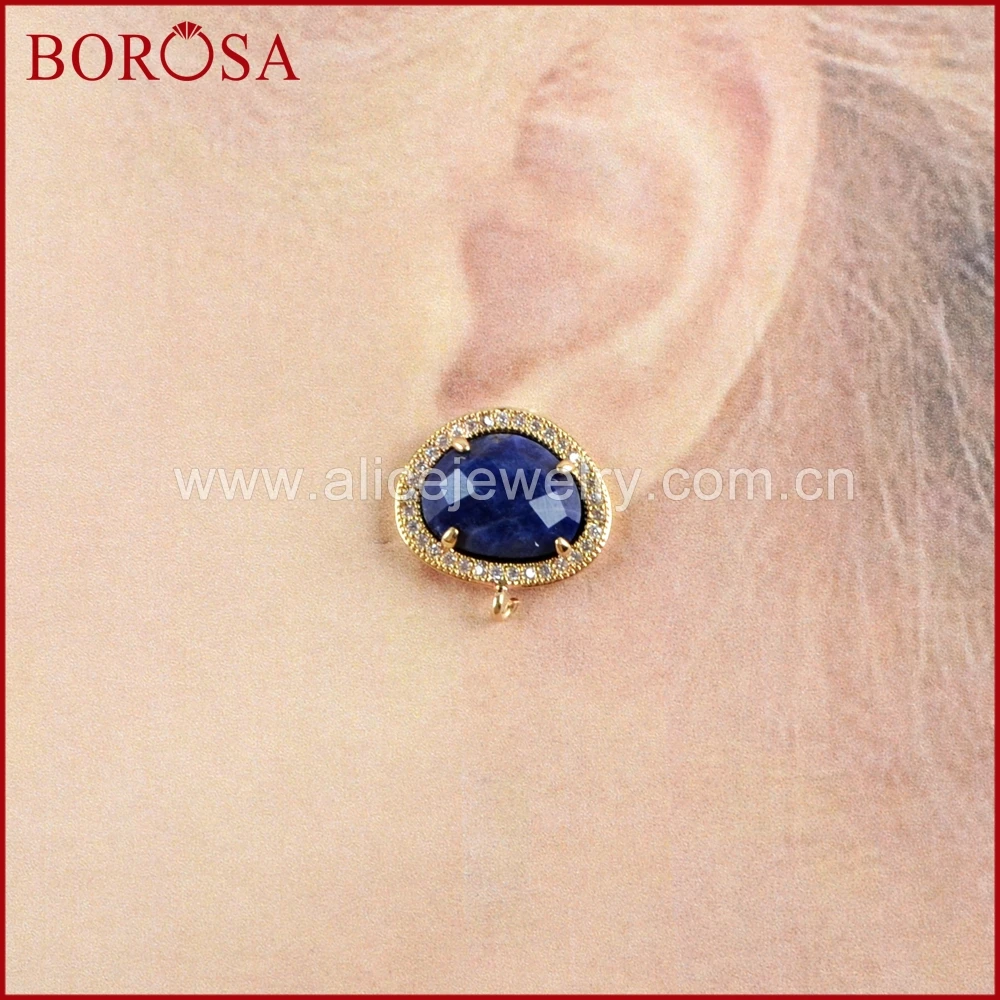 BOROSA 10 пар микро паве CZ Multi kind Faceted серьги гвоздики с драгоценными камнями находки