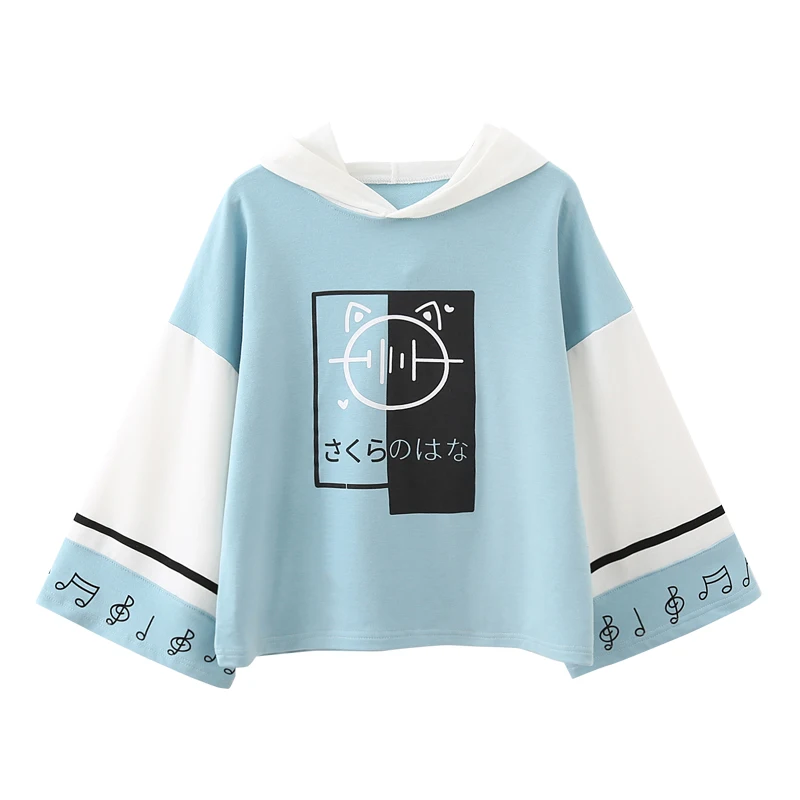 Flash Sale  Kpop Harajuku Cute Printed Hoodies Women Casual Clothes Japanese Kawaii Graphic Pullover Mori Girl 