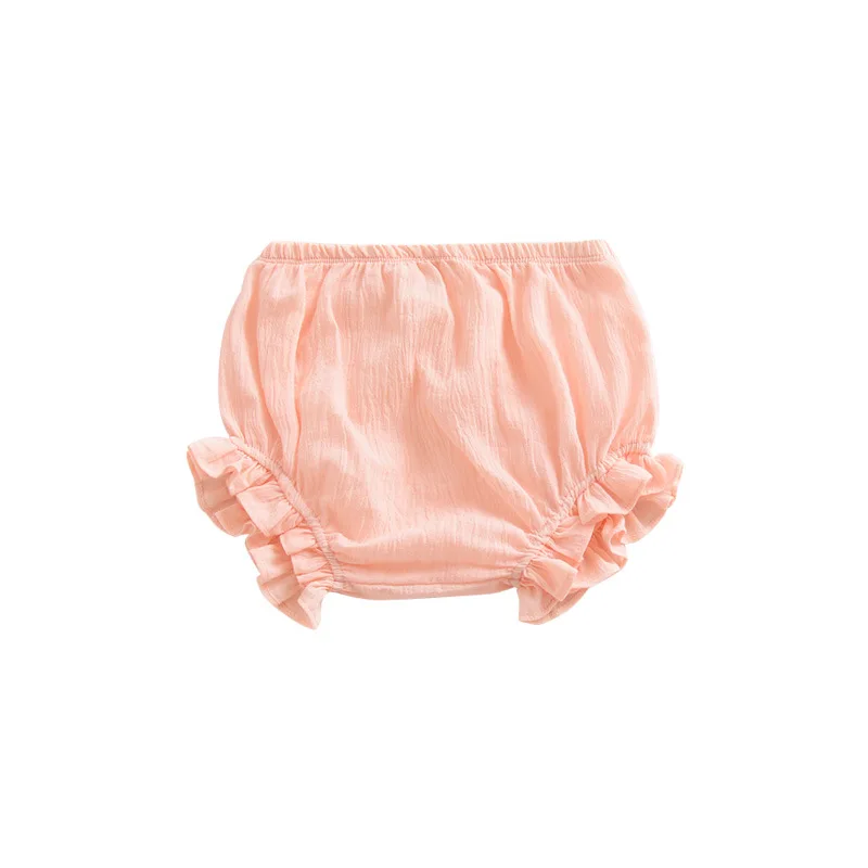 Розовый Для новорожденных хлопковые льняные широкие штаны Petal шорты PP штаны однотонные детские шорты для девочки летние брюки девушка мода хлеб короткие Штаны - Цвет: Розовый