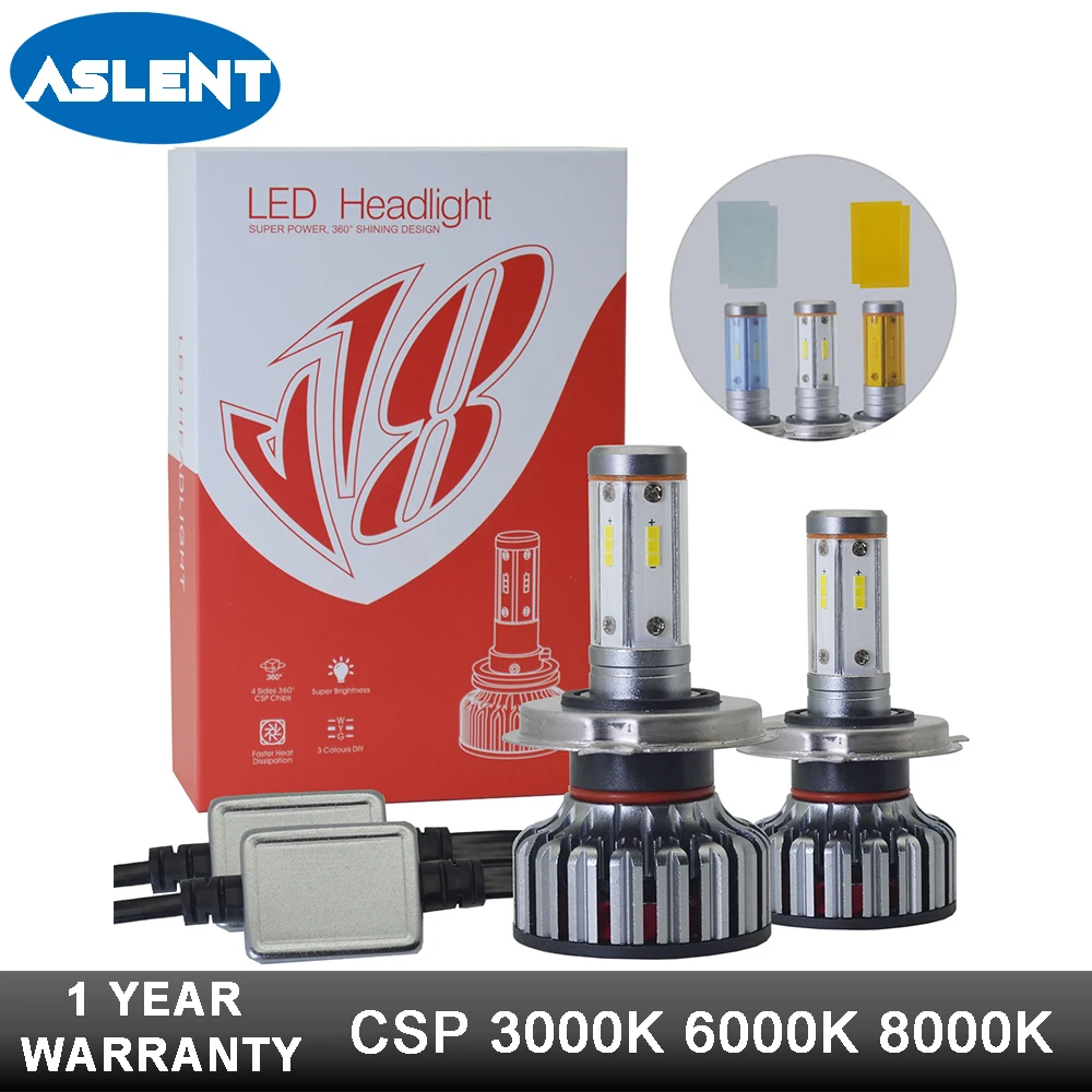 

Aslent 4side bulb 3000K 6000K 8000K Car Headlight Bulbs H4 H7 Canbus Error Free H11 H1 H3 9005 9006 9012 100W 10000lm Lights 12v