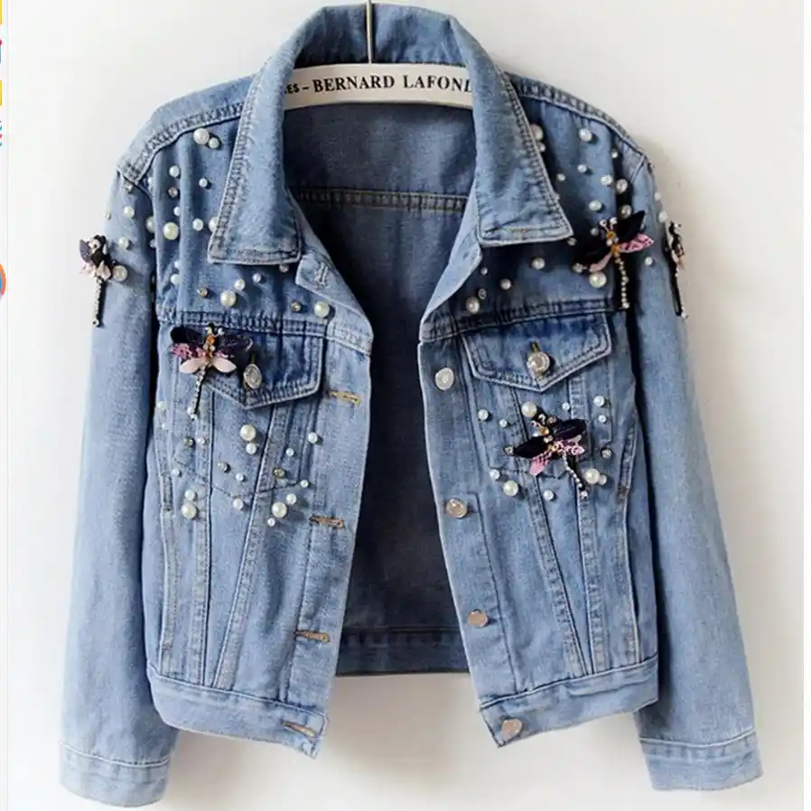 three quarter sleeve jean jacket