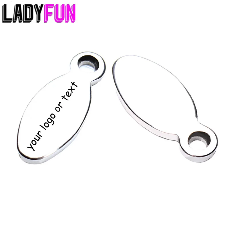 Ladyfun 2019 бирки с логотипом на заказ мини овальные стальные подвески 4x10 м