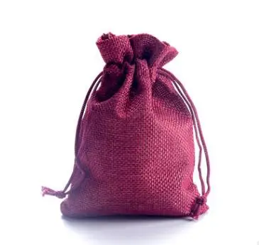 Горячая распродажа 50 шт./лот винтажные натуральные мешковины hession джутовые подарочные сумки для конфет деревенские сумки для свадебной вечеринки товары для дня рождения - Цвет: Wine red