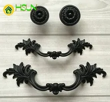 3 3.75 Black Drawer Pull Handles Knobs Dresser Pulls Cabinet Door Handle Knobs Kitchen Leaf Leafy Flower Handles Knob Rustic flower knob dresser knobs drawer handles kitchen cabinet knobs pull handle ceramic rose lotus black blue yellow white red