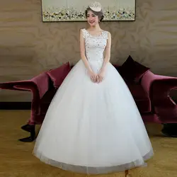 Свадебное платье 2019 Свадебные платья бальное платье простая Иллюзия бисером цветочные кружева тюль o-образным вырезом без рукавов длиной