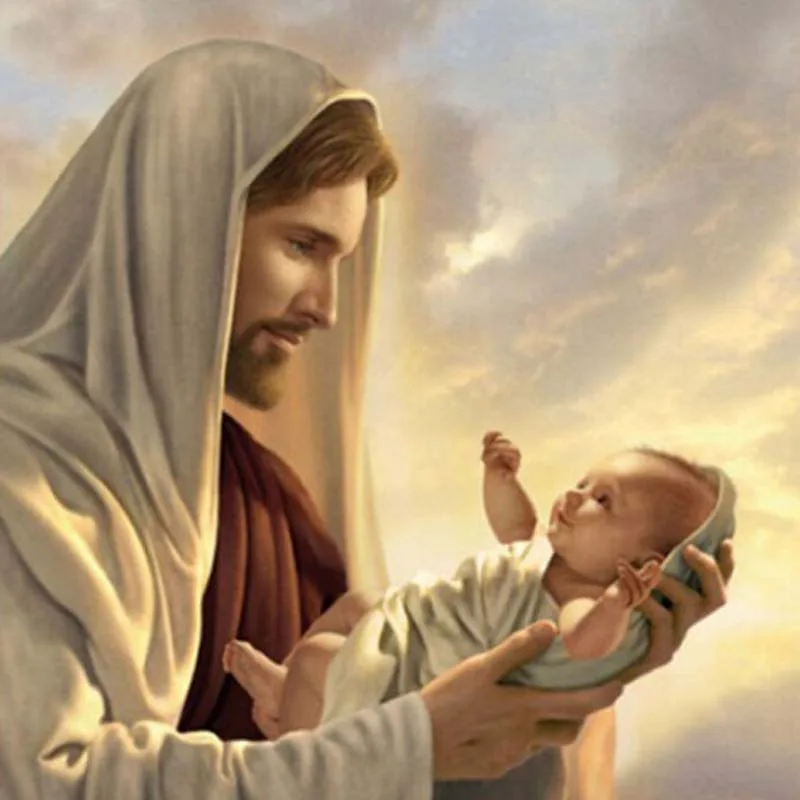 jesus child needlework square embroidery diy diamond christmas to cross stitch