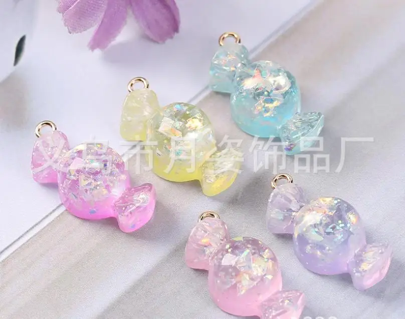 12x23mm kawaii плоские пластмассовые блестки сладкие конфеты амулеты украшения Висячие Подвески Брелок серьги ручной DIY - Окраска металла: 12x23mm