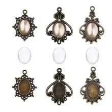 5 шт./лот Цинковый Сплав Кулон Кабошон Установка 10x14 мм плоское овальное гнездо для камня ожерелье под античную бронзу драгоценный камень база ювелирных изделий Компоненты