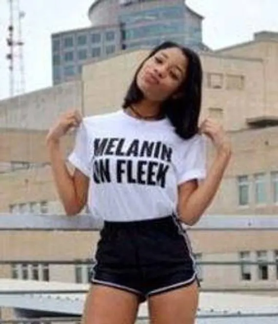 

MELANIN ON FLEEK Casual Cotto T-Shirt Letter Printed Fashion Clothing Short Sleeve tees Tops HipSter funny slogan gift t shirt
