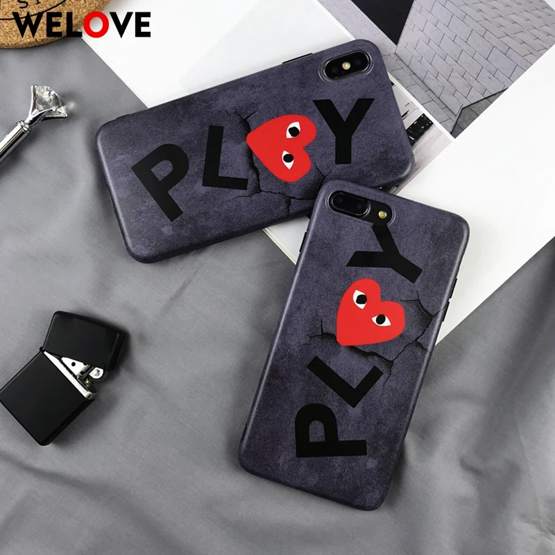 

New Fashion Japan trend Brand CDG PLAY phone Case For iphone XS Max case Retro Matte soft Cover coque For iphone 6 7 8 Plus X XR