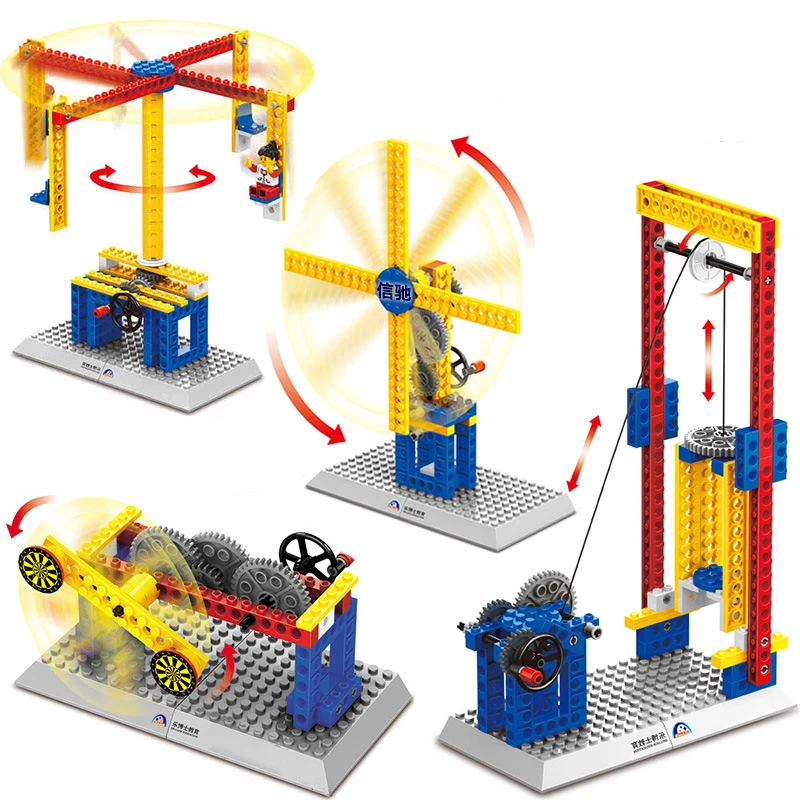76 pièces/ensemble blocs de machines jouets électriques Carrousel en plastique modèle Kits construction jouets blocs briques enfants bricolage jouets cadeaux compatibles