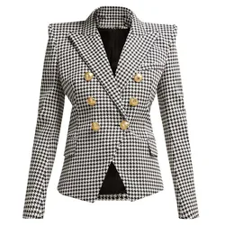 Alta Calidad 2019 Nuevo Diseñador Blazer Mujeres de Manga Larga de Metal León Botones Populares Pata de Gallo Tejida Chaqueta Chaqueta de Pista Alta Calidad 2019 Nuevo Diseñador Blazer Mujeres de Manga Larga de Metal León Botones Populares Pata de Gallo Tejida Chaqueta Chaqueta de Pista