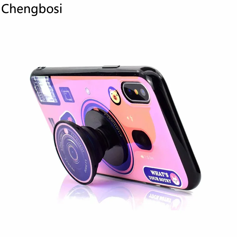 

Kickstand Phone Case for IPhone 6S 6 7 8 Plus X XS Max Case Shell Silicone Cute Camera Stand Holder Cover With Finger Ring