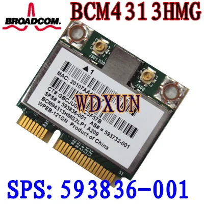 Broadcom 4313 Wi Fi карта 593836 001 Bcm94313hmg2lp1 Dm1 Dm2 Dm3 Dm4 Mini 110 G72 Dv7 150 Мбит/с Беспроводная для