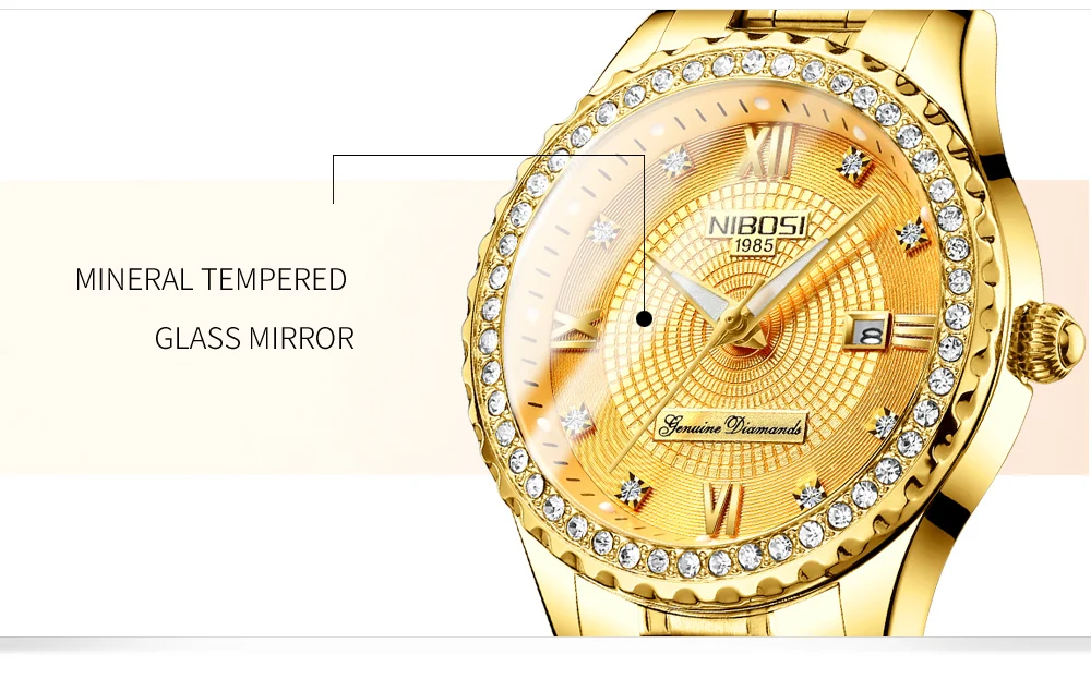 Relogio Feminino NIBOSI  Brand Luxury Women Watches Waterproof Lady Watches 2018 With Crystal Quartz Watches Women Gold  Clock   (7)