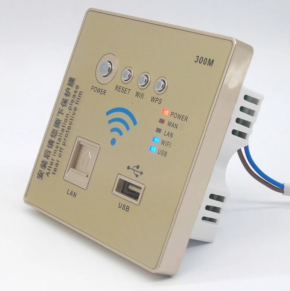 86 tipi Ev Akıllı Duvar Soket Paneli WiFi Kablosuz Router Tekrarlayıcı 300 Mbps ile glod Renk