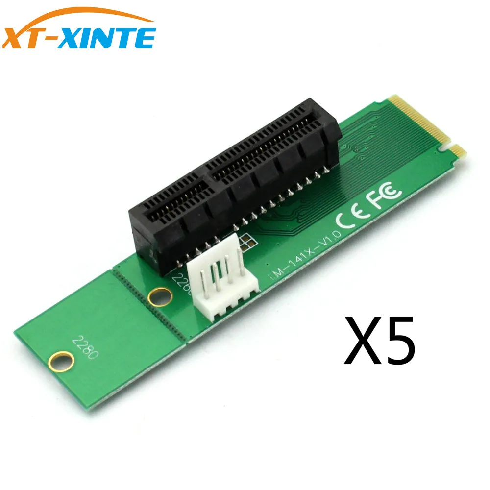 

XT-XINTE NGFF M2 M.2 to PCI-E 4x 1x Slot Riser Card Adapter Male To Female PCIE Multiplier For BTC Miner Mining Machine