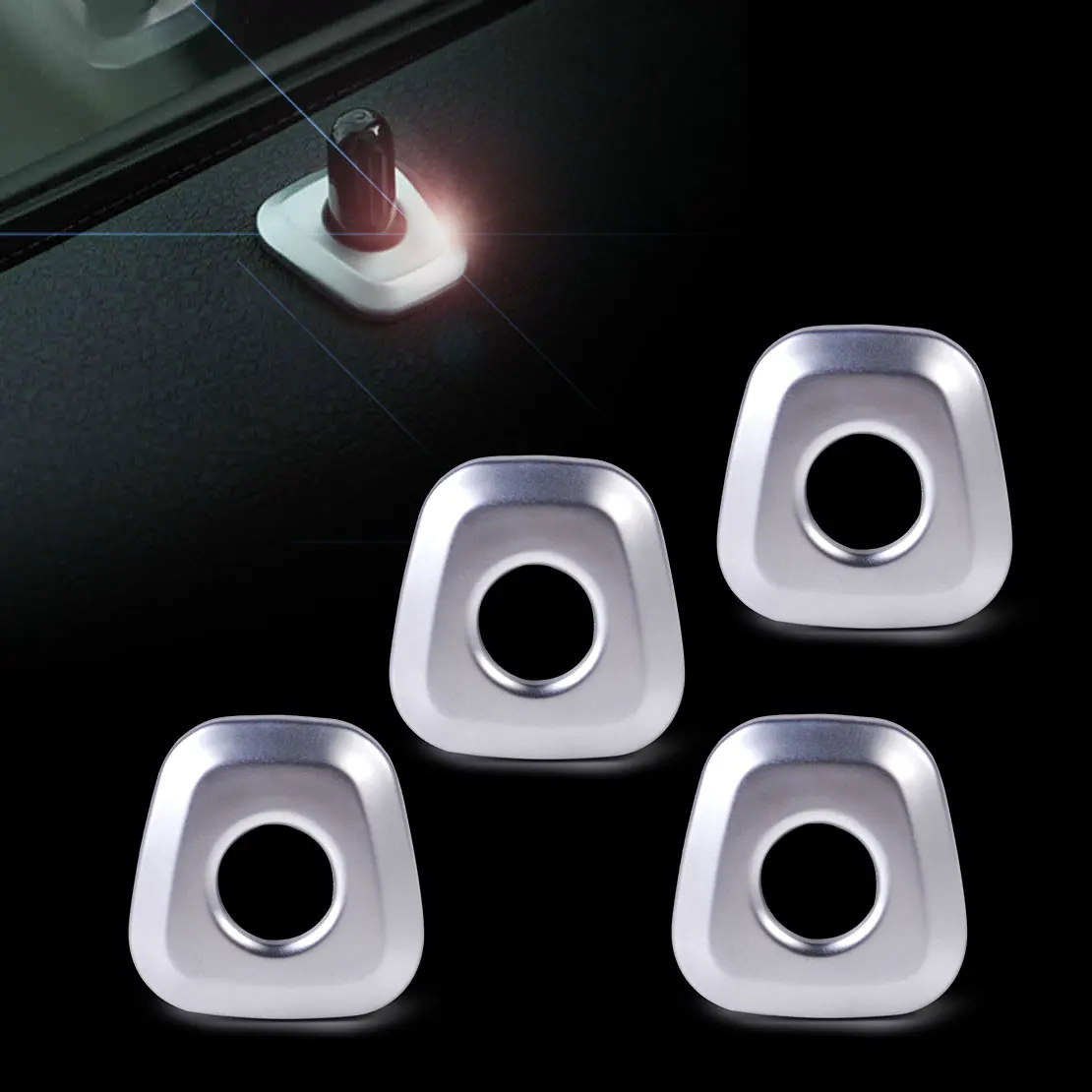 

beler Silver High Quality 4pcs Interior Decoration Door Lock Pin Cover Trim Button Knob Ring fit for BMW X1 F48 2016