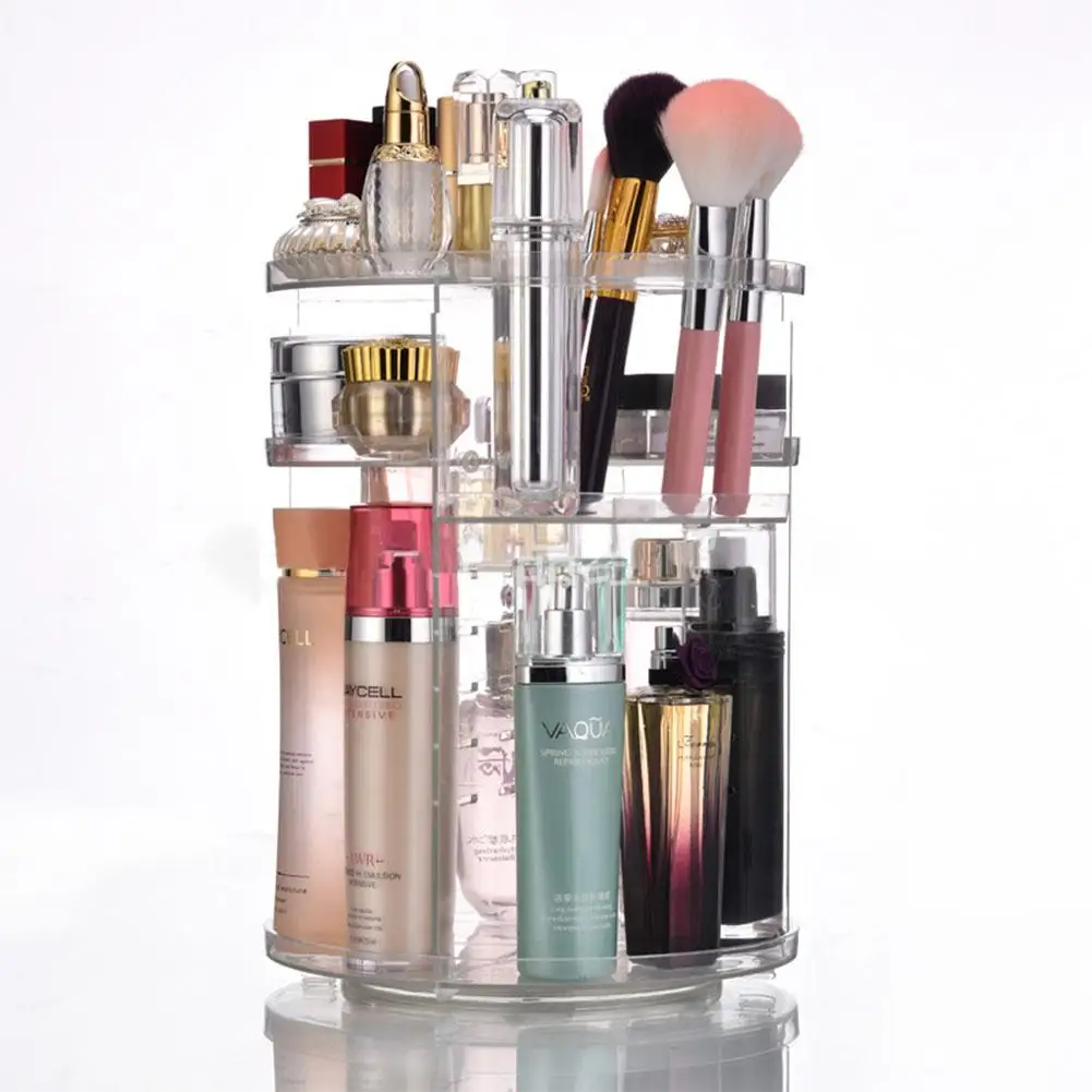 

360 Degree Rotating Cosmetic Rack Yfashion Transparent Makeup Organizer Lipstick Cosmetic Rack 4 Layer Makeup Shelf Holder