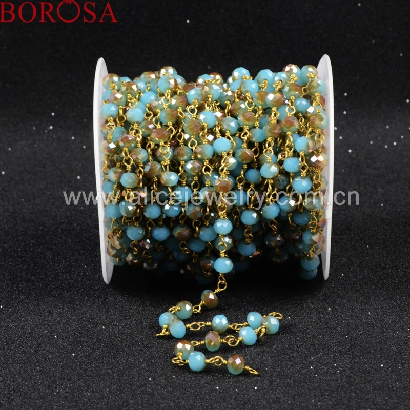 BOROSA Hot Sale Fashion two-tone Gold Color Or Silver Blue&ampChampagne Quartz Beaded Chains JT066 | Украшения и аксессуары