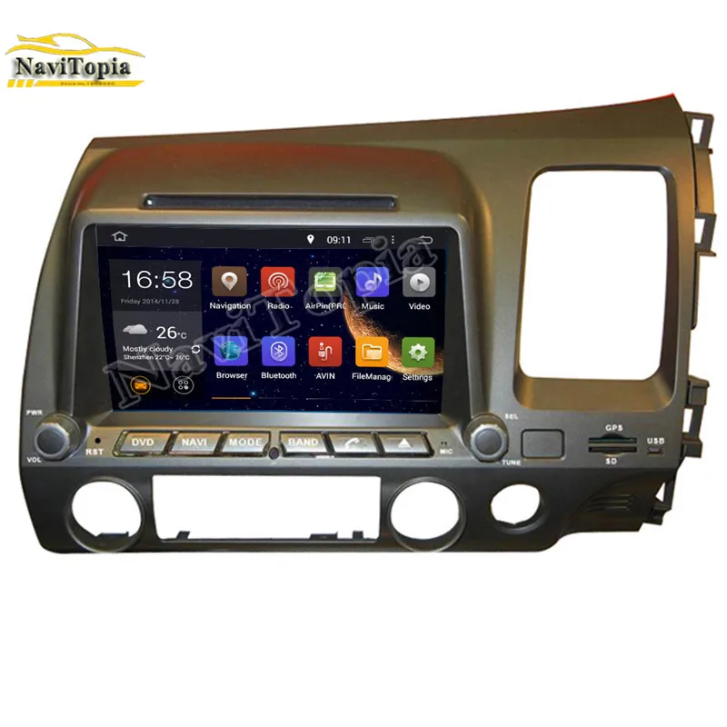 NAVITOPIA 4 Гб ОЗУ 64 ПЗУ PX6 шесть ядер Android 9 0 автомобильный DVD GPS навигатор для Honda Civic