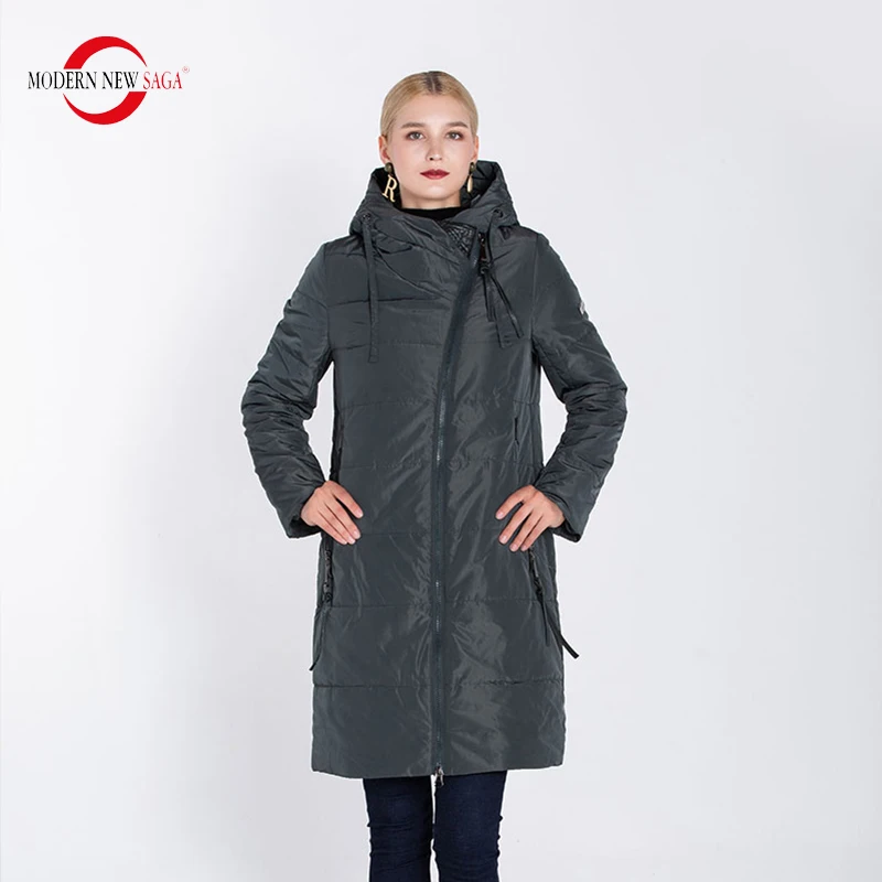 MODERN NEW SAGA Women Long Style Coat And Jacket Winter Warm Parkas Female Solid Zipper Outerwear Casacos De Inverno Feminino