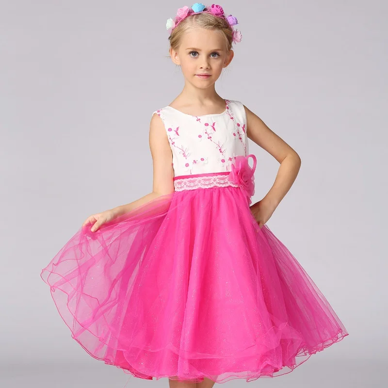 

New Arrival Girls Wedding Dresses Kids Sleeveless Flower White Top Tulle Wedding Dress Girl Communion Princess Dress