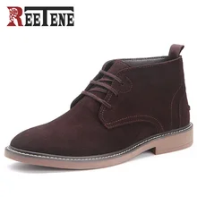 100% Genuine leather Warm fur Ankle Boots,Brand Black Suede leather Men Winter Boots,Casual Lace Up Men Winter Shoes Snow Boots
