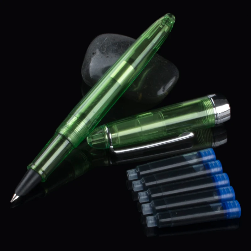 

Jinhao 992 Green Transparent Spiral Color Round Types of Office Student Fine Nib Fountain Pen New