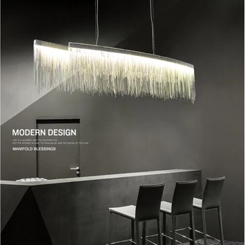 

Postmodern designer decoration Pendant Lights Nordic tassel restaurant luxury hotel engineering chain living room art hang lamps