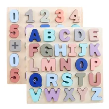 Brinquedos de aprendizagem de madeira para crianças contagem digital forma combinando montessori quebra-cabeça brinquedos alfabeto madeira matemática