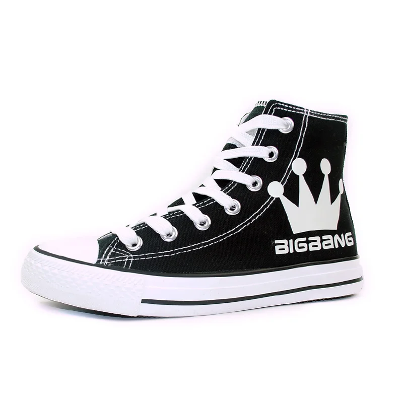 

The Bigbang Style Shoes G-Dragon Hand Painted Canvas Shoes Women Specialized Luminous Sneakers High Top Teenagers Shoes