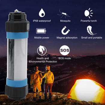 

BORUiT Portable Emergency Mosquito Repellent Light IP68 Camping Lantern with Magnet 6-ModeTent Light Safety Hammer Flashlight
