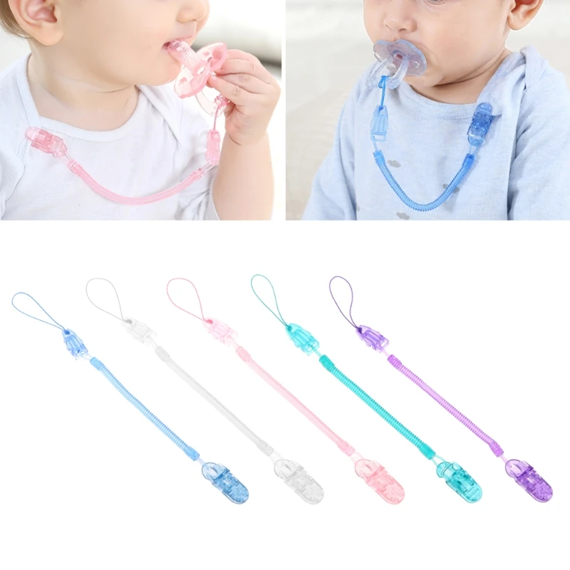 

Pull up Pacifiers Leashes Cases Baby Infant Toddler Dummy Pacifier Spring Soother Nipple Clip Chain Holder Strap Feeding