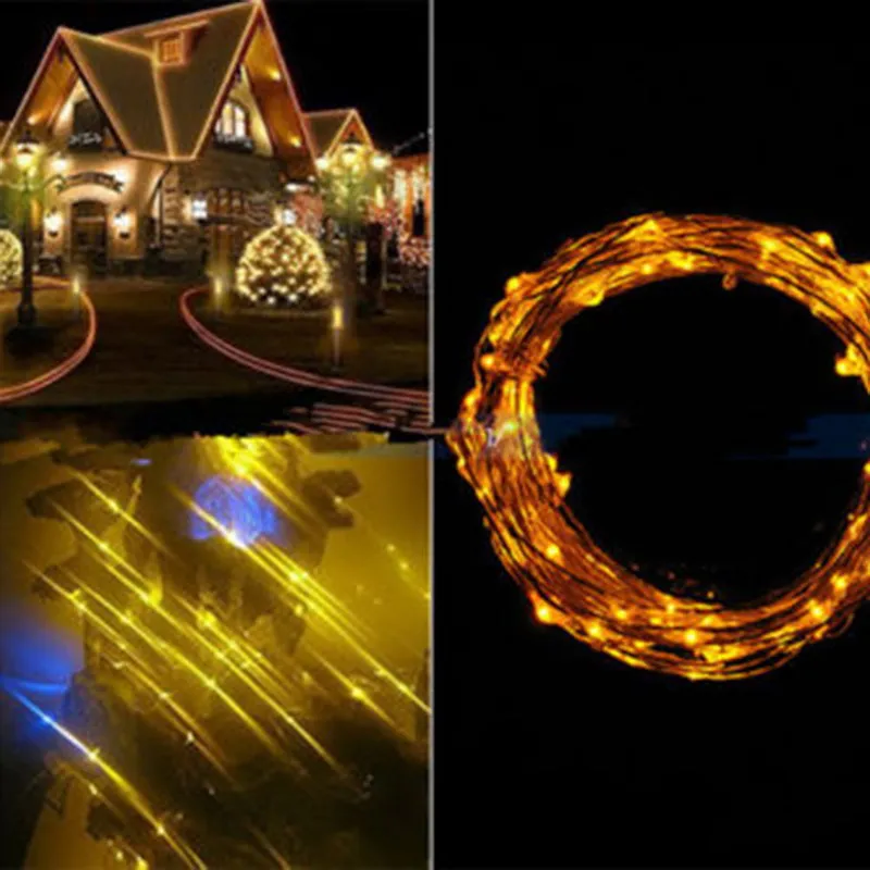 10M 100 LED Copper Wire String Lights Warm White LED Strings for Christmas Wedding Party Powered ...