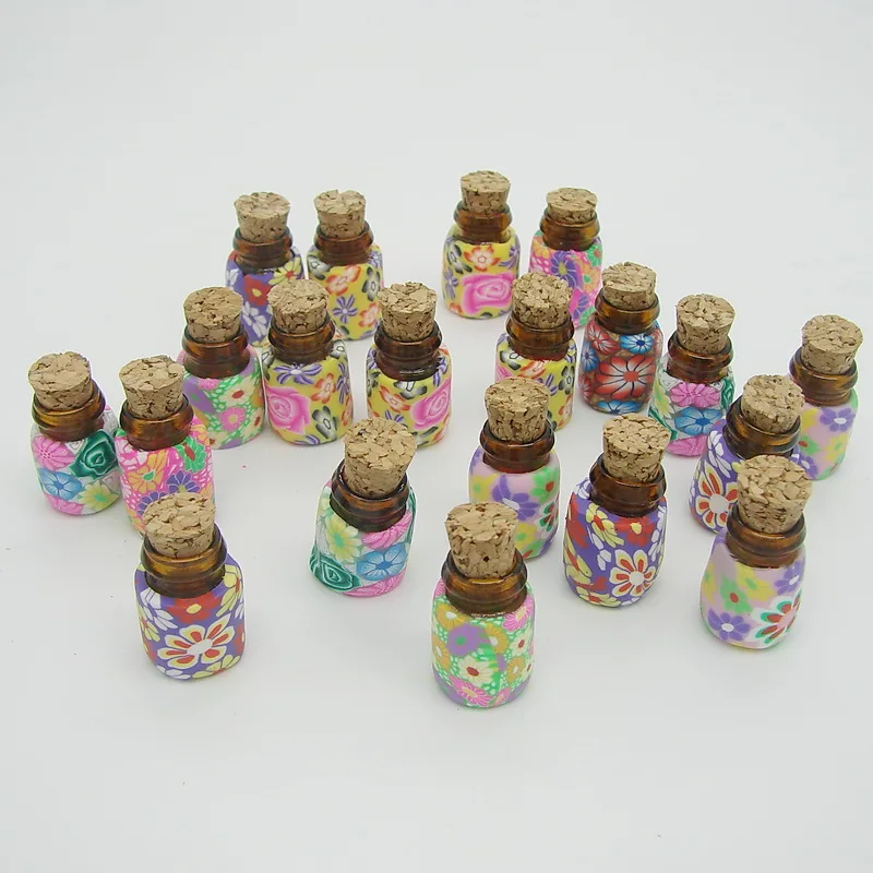 

Mix Color Glass Beauty 10PCS 13*23mm Fimo Jewelry Bottle with Cork,Aromatherapy Pendant Essential Oil Bottle,Glass Crafts