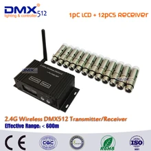 DHL Бесплатная доставка DMX512 беспроводной ЖК-дисплей Дисплей кабель передатчик и приемник 2.4 ГГц XLR диско DJ контроллер в светодиодный лазерный луч свет