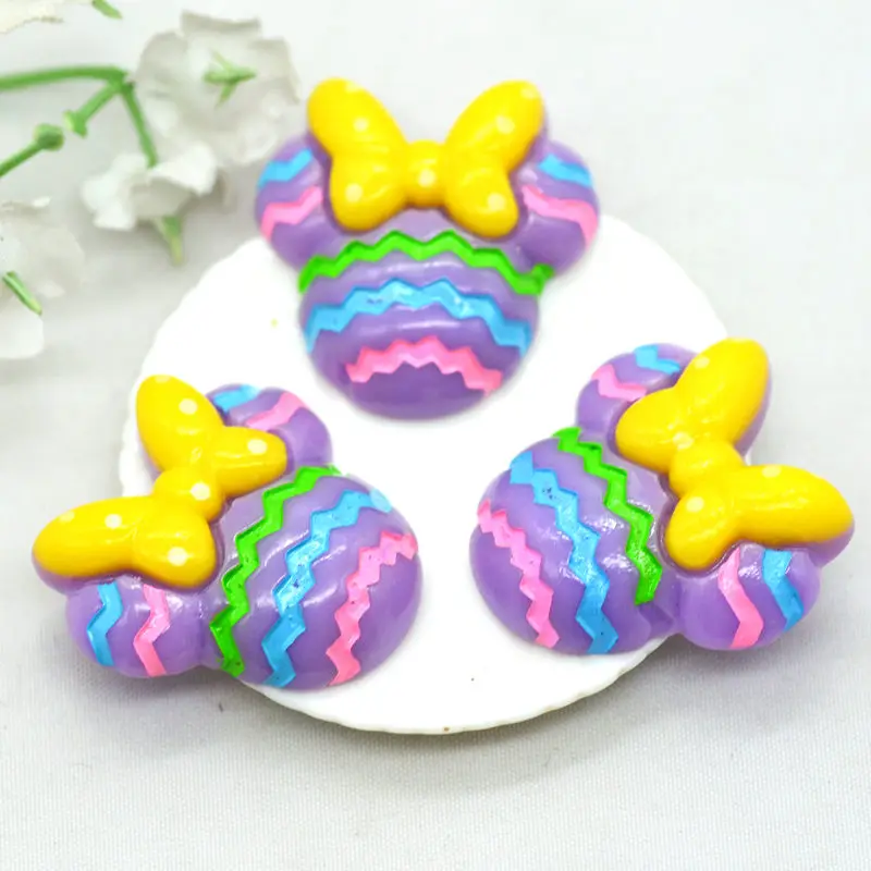 

10pcs 26*30mm Rainbow Strips Bows Minnie Resin Cabochon Miniatures|Resin Scrapbooking Embellishments|DIY Resin Flatback Applique