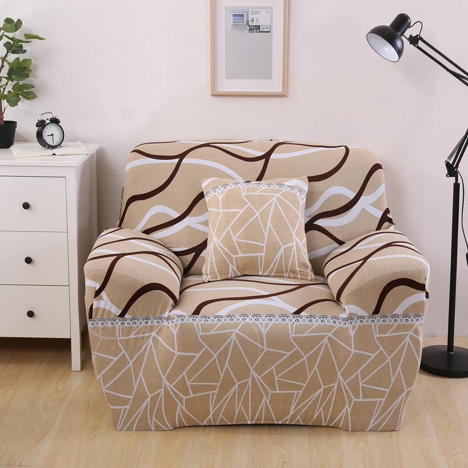 Bright color single double three four seat striped sofa cover geometric