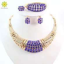 Прекрасные комплекты украшений для женщин африканские бусины вечерние кристалл кулон ожерелье серьги набор свадебные аксессуары
